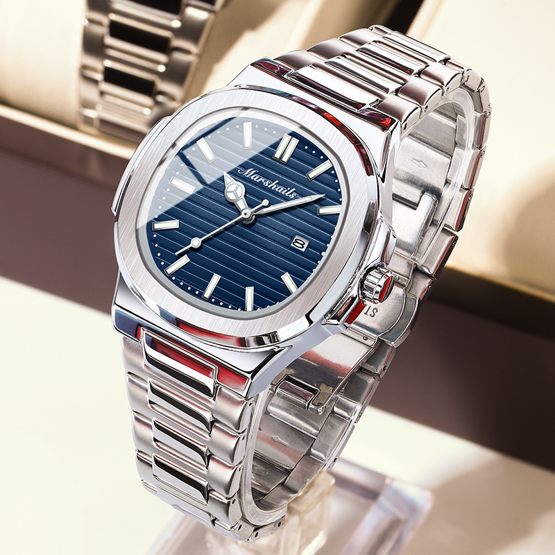 OEM Customize Logo Automatic Men's Stainless Steel Gift Watch High Quality Quartz Calendar