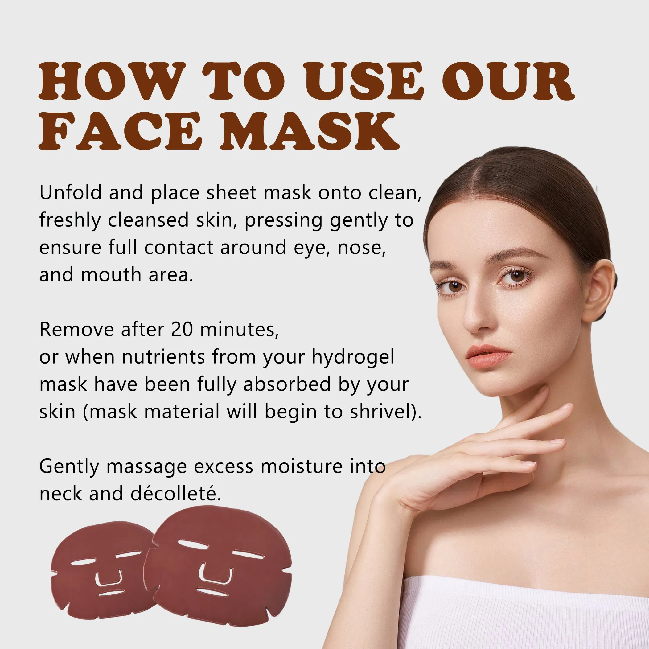OEM Hydro Gel Face Mask Face & Body Mask Disposable Facial Caffeine Collagen Sheet Mask