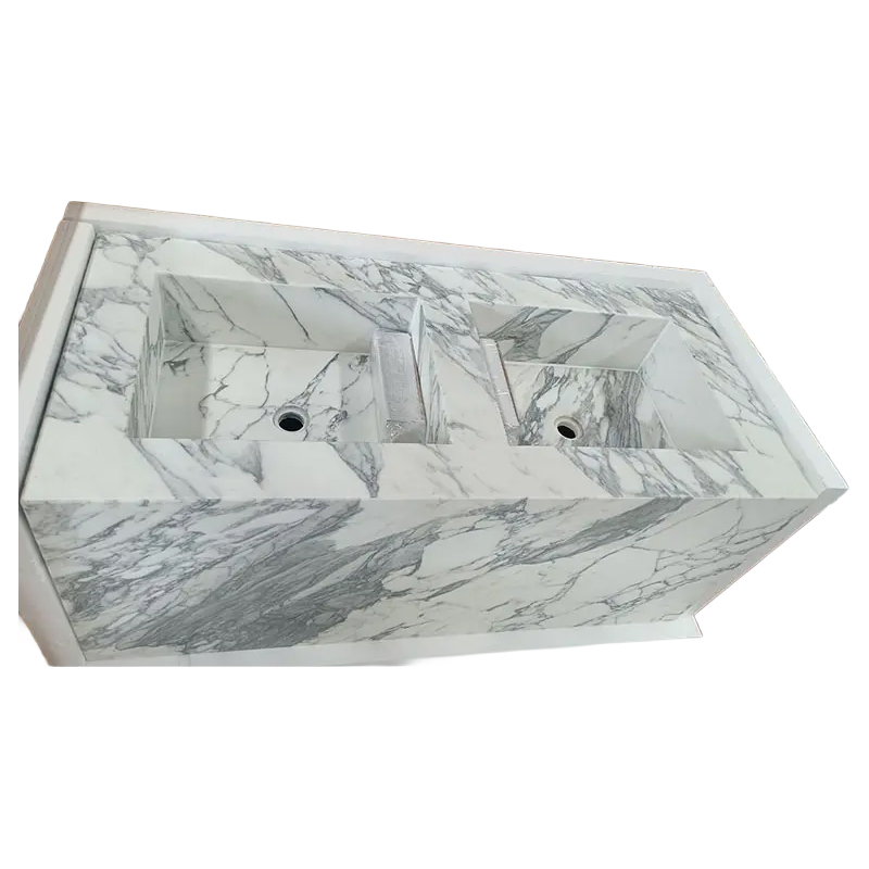 Integrated Arabescato Corchia White Marble Washbasin