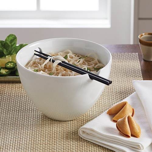 Custom Home White Porcelain Noodle Bowl Ramen Bowl with Chopsticks