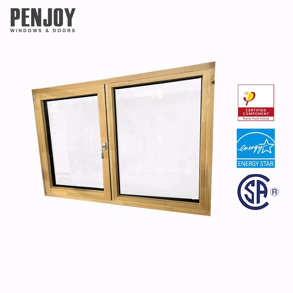 Penjoy Soundproof Aluminum Clad Wood Windows Customized Passive House Tilt and Turn Window