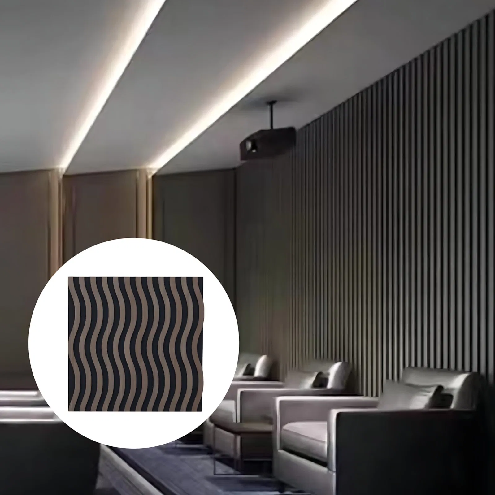 Contemporary Modern Wooden Acoustic Wall Panel Environmentally Safe MDF for Comfortable Bedroom Serene School Productive Office