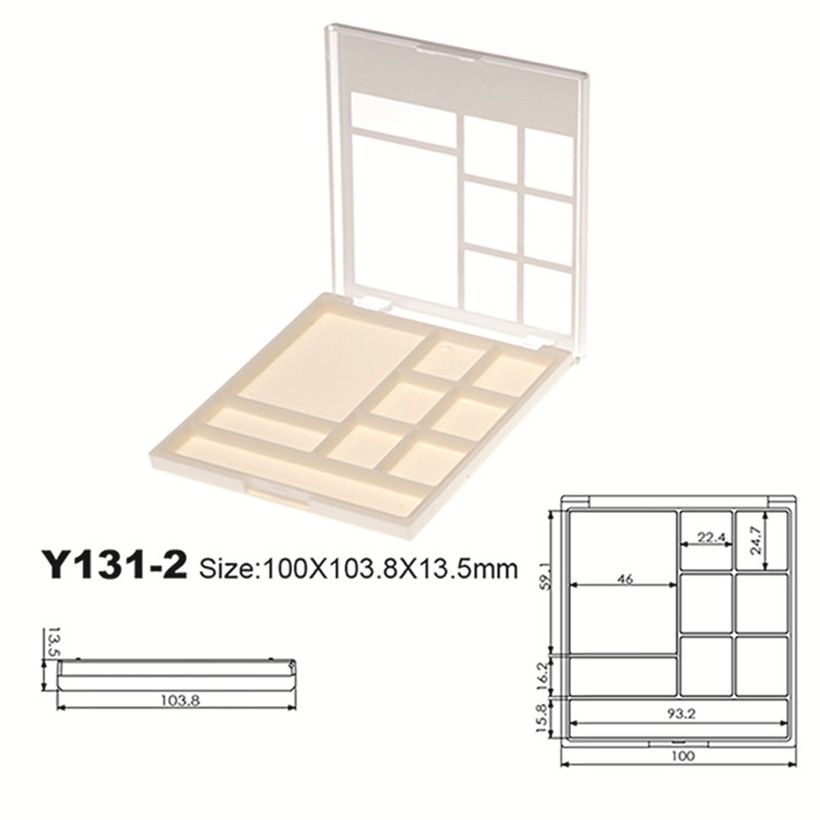 Unique Shape 8 Color Plastic Eye Shadow Palette Case Compact Box Cosmetic Packaging Y131-2