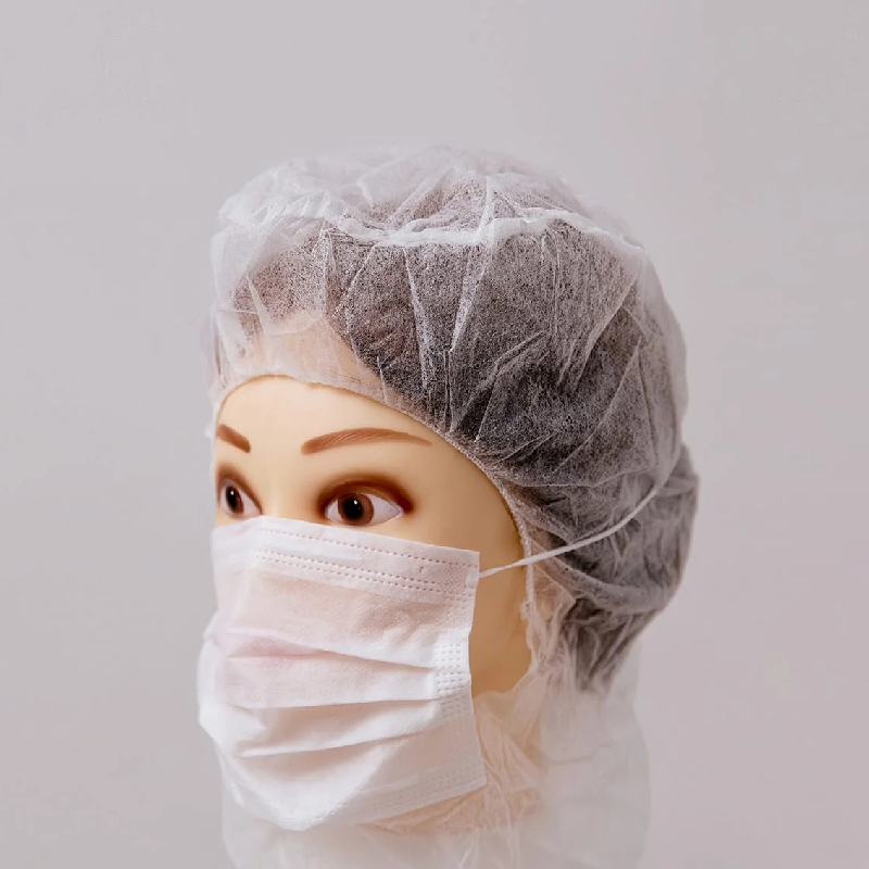 Disposable Blue Bouffant Cap, Balaclava Cap Elastic Hood with Face Mask, Protective Type, Suitable for Medical Nursing, Food Industry