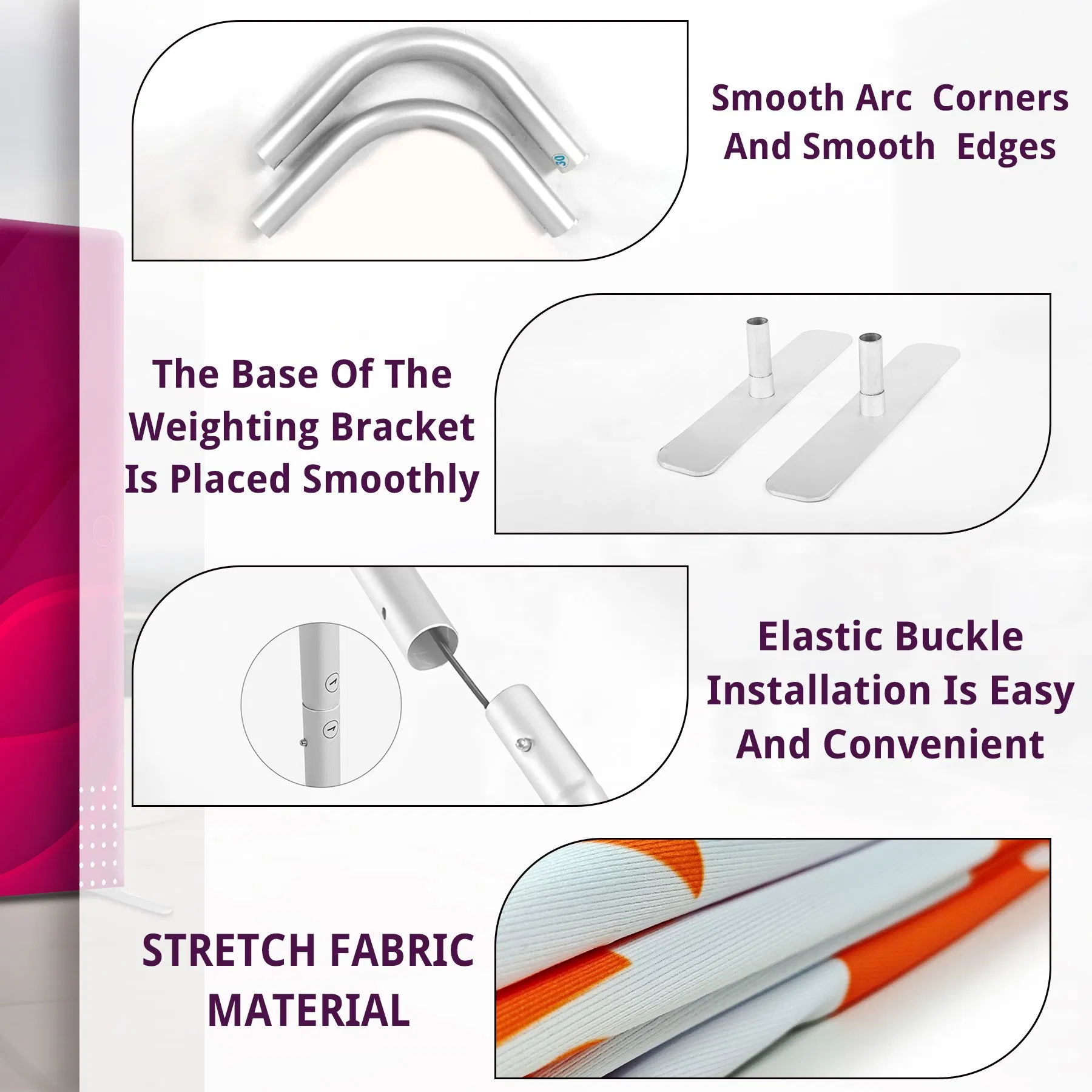 Event Wall Backdrop Banner Tension Fabric Backdrop Banner with Custom Graphics