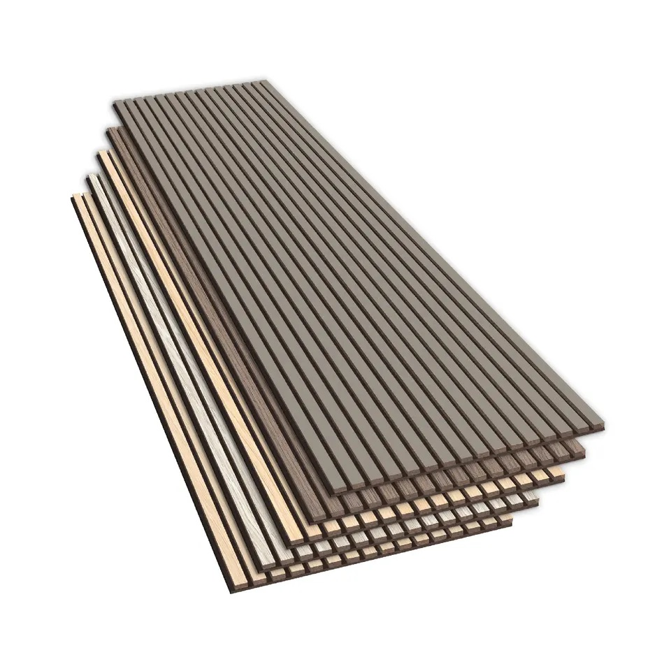 Olanglab Wood Slat Wall Panels Lattenwand Sound Absorbing Soundproof Acoustic Panels 3D Wood Wall Tiles for Interior Wall Decor