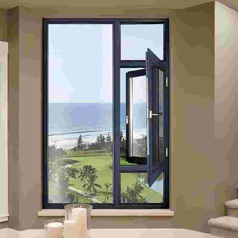 German Hardware Thermal Insulation Loe-W-E Glass High Wind Pressure Resistance Aluminium Casement Window Customization
