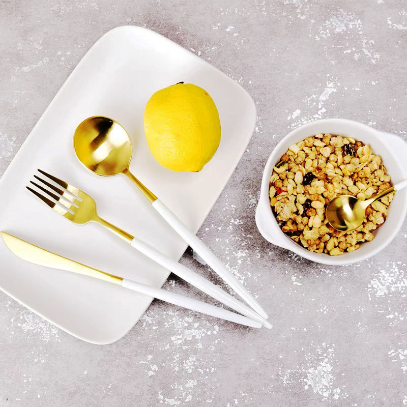 PS Disposable Gold-Plated Boxed Party Takeaway Heavyweight Plastic Cutlery Set Fork Spoon Knife