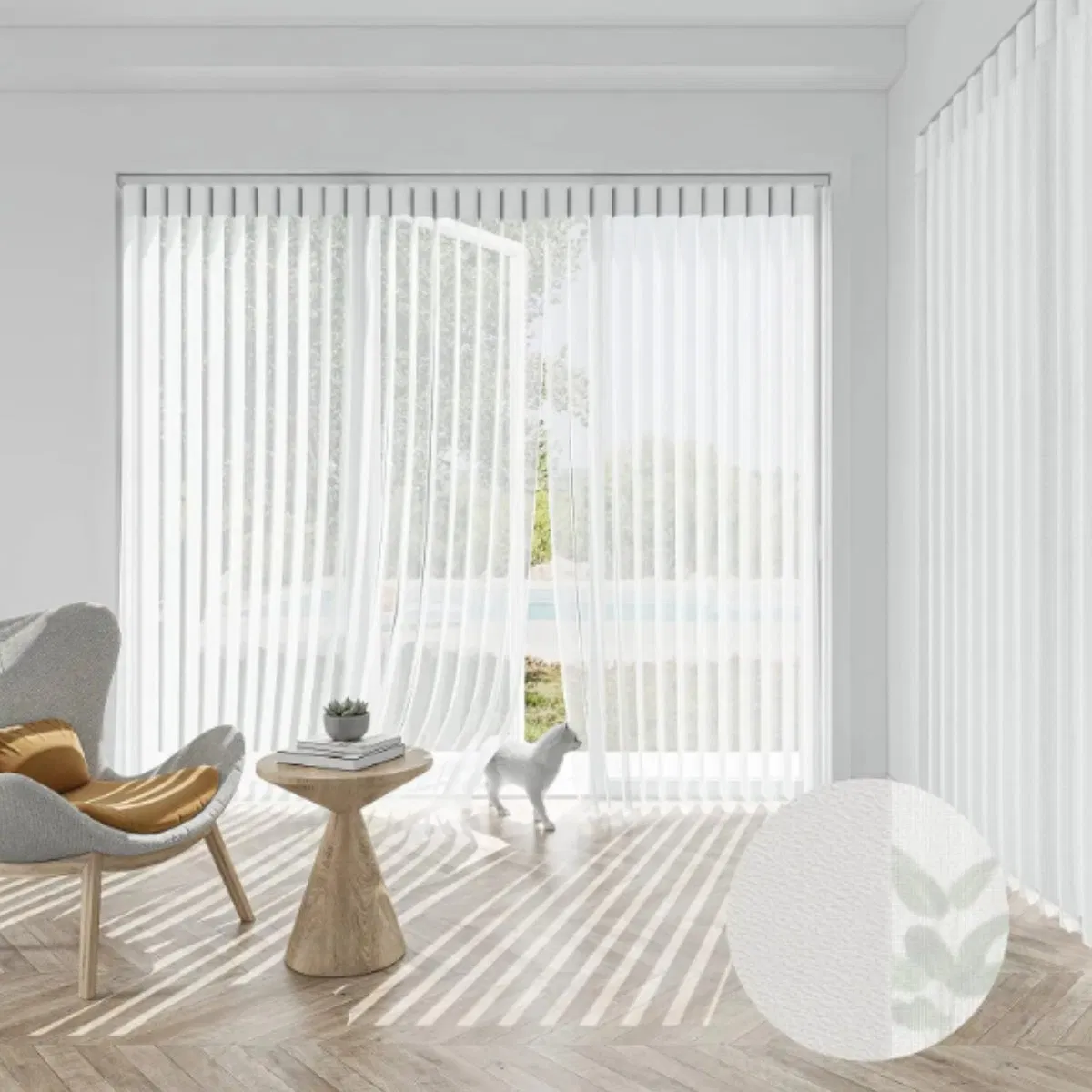 Manual Control Wand Custom Size Adjust Light Vertical Sheer Blind for Patio Sliding Glass Door Large Window
