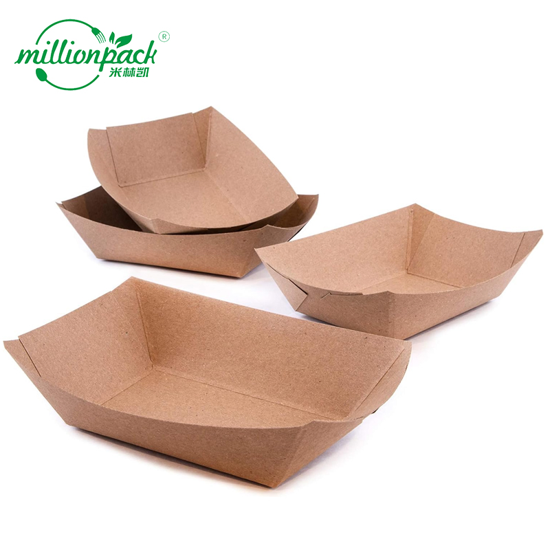 Biodegradable Kraft Food Tray Disposable for BBQ Picnic and Catering Events
