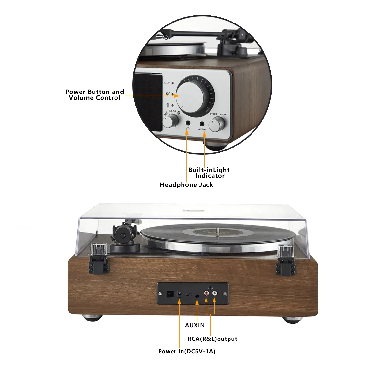 Винтажный проигрыватель винила Retro с Bluetooth