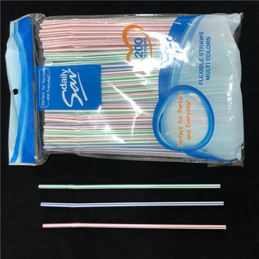 Recyclable Plastic Bendy Straw with OPP Bag Wrapped Packing for Bar, Restaurant and Snack Bar