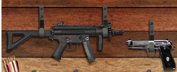 Metal Wall Mounted Black Gun Holder