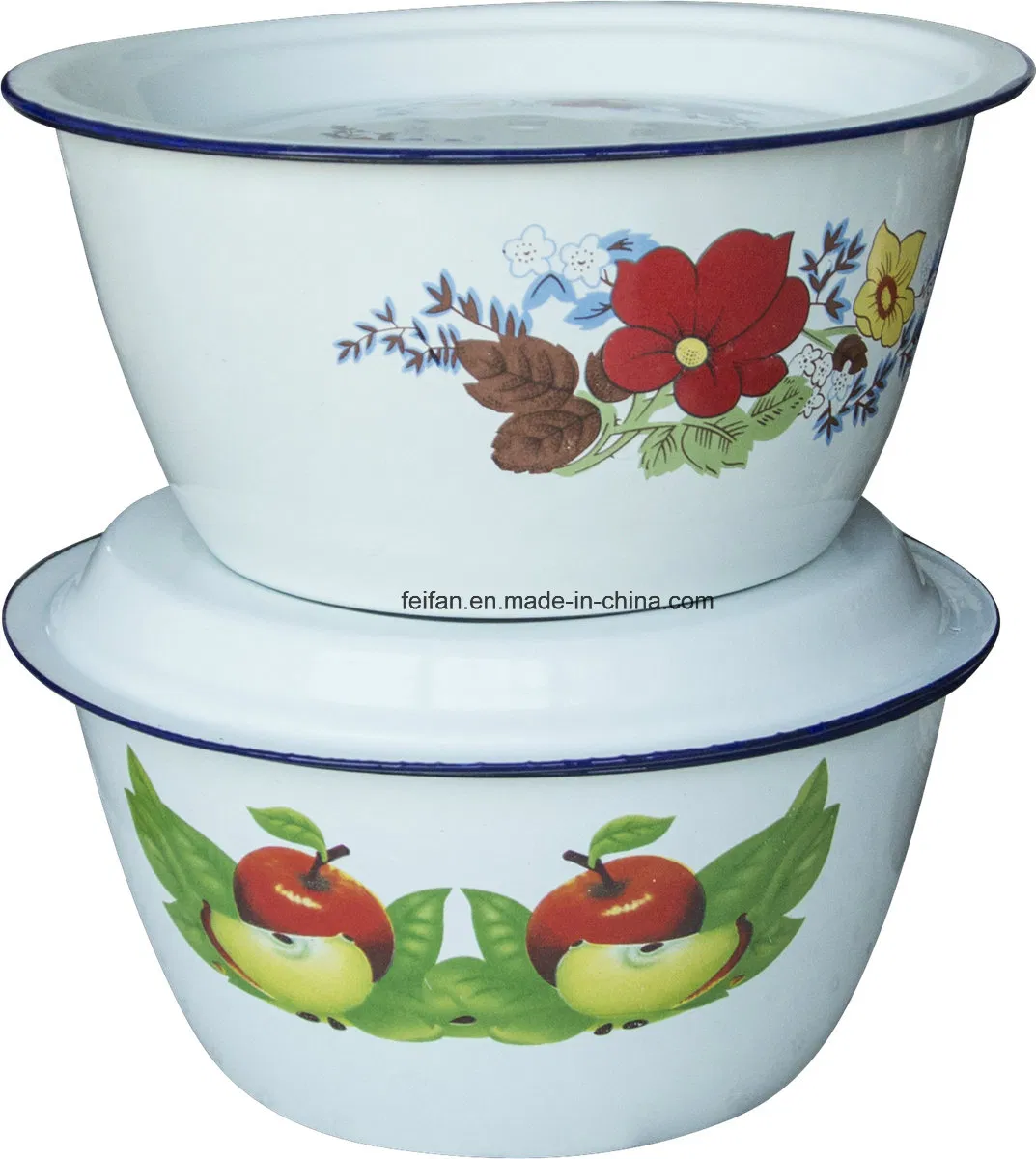 White Color and Decal Metal Water Bowl for Washing Hand