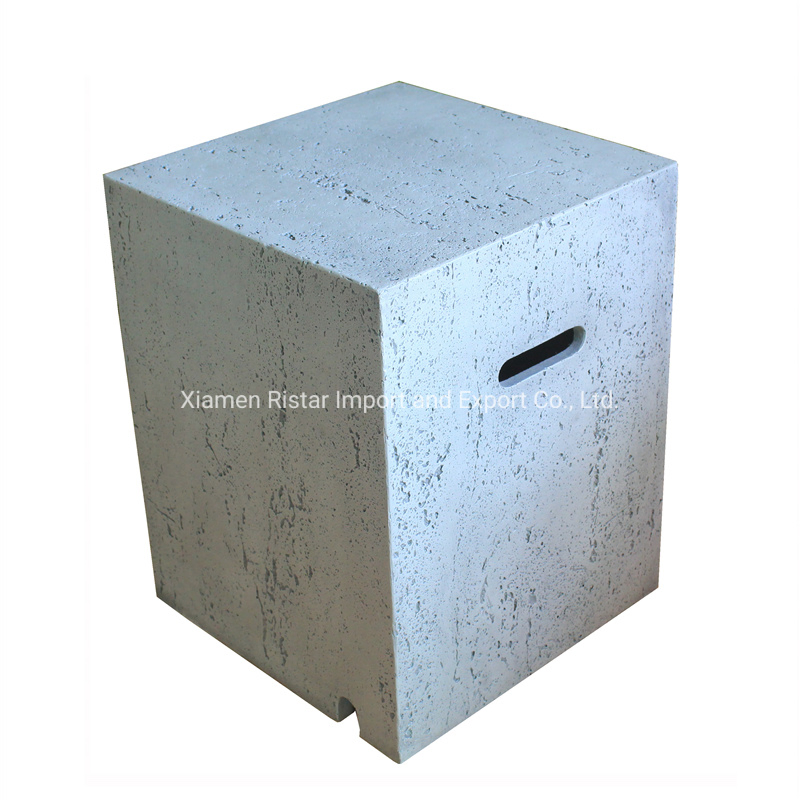 High Performance Cast Concrete Table Square Fire Pit Gas Tank Cover Side Table
