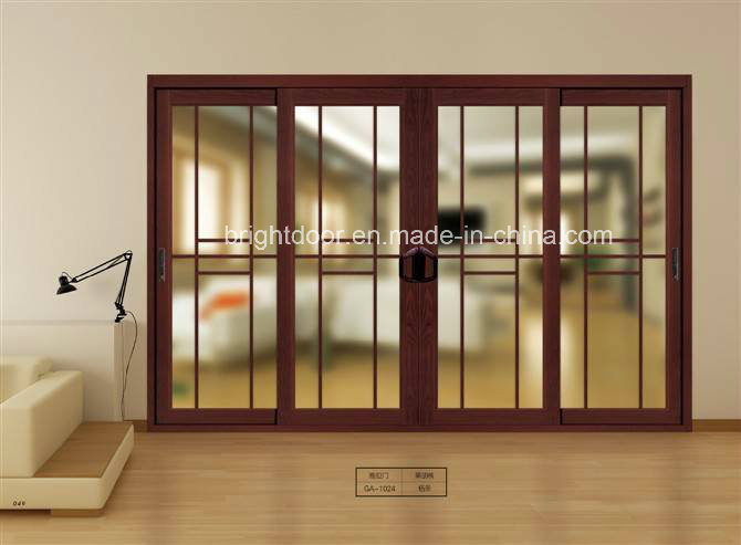 Slat Sliding Door, Sliding Glass Door with Decorative Grills
