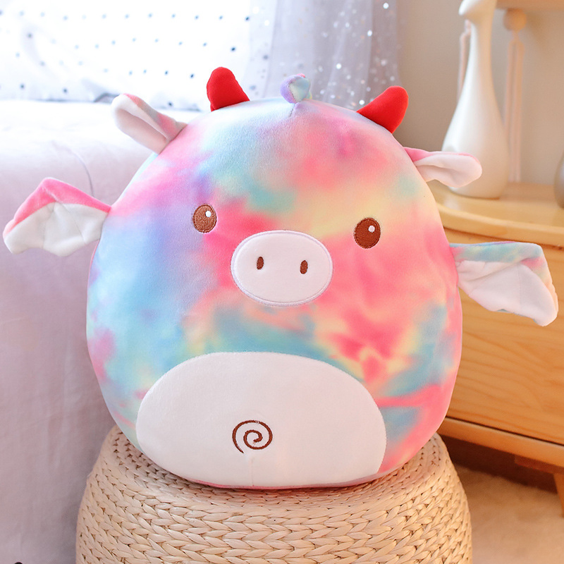 Custom Soft Stuffed Tie-Dyed Plushie Pillows Plush Unicorn Whale Toy Pillow