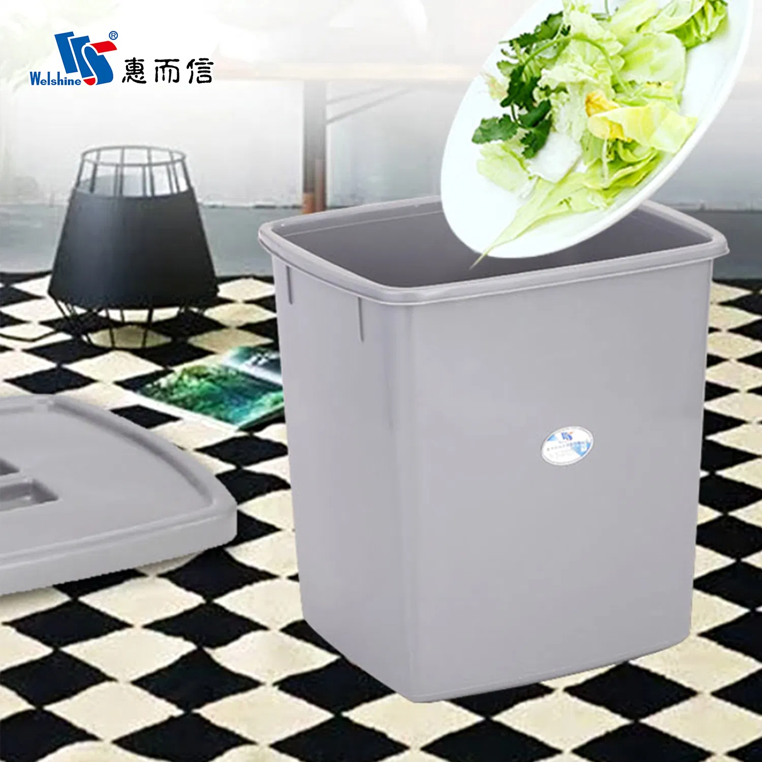 Household Garbage Waste Paper Basket Plastic Dustbin Trash Bin