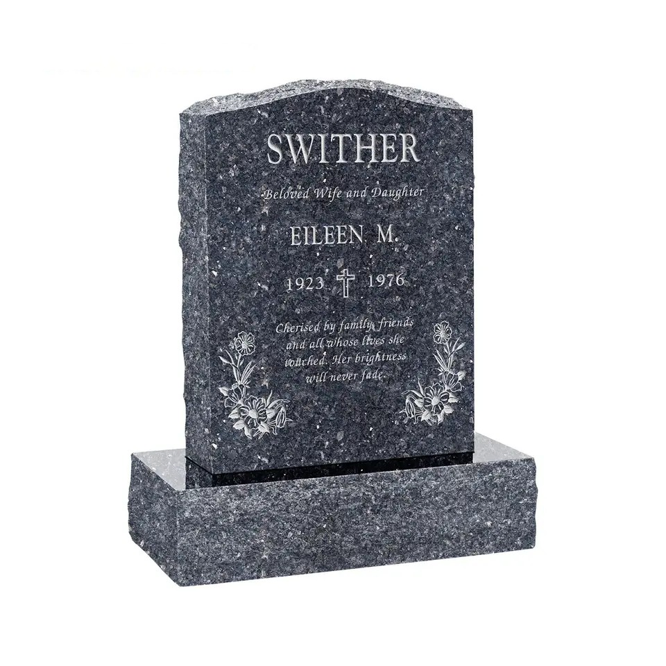 Cheap Price Simple Design Black Granite Headstone Monument Gravestone