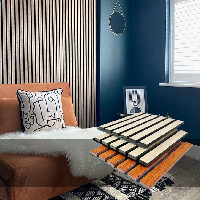 Meeting Room Wall and Ceiling Pet Wood MDF Veneer Slat Acoustic Panel for Distributor