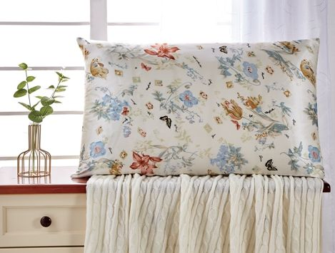 Popular and Hot Sale of China Customized 100% Mulberry Silk Pillowcase with Hidden Zipper Queen Size Printing Design, Flower