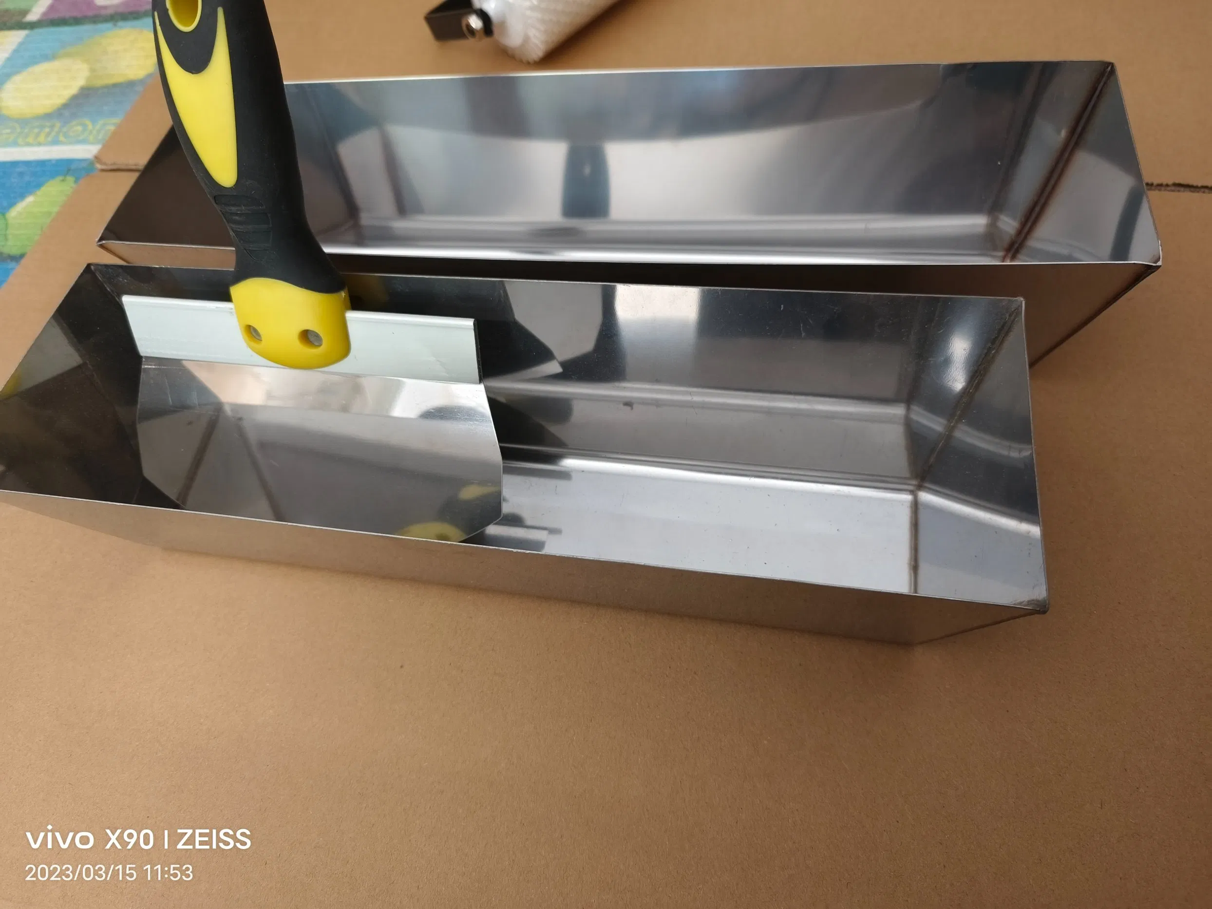 Mud Pan 14" Stainless Steel with Rubber Non-Slip Grip for Drywall Joint Compound