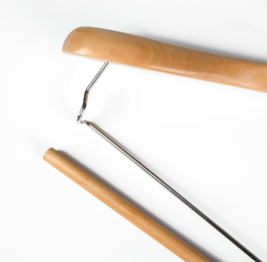 Smooth Natural Finish Wood Luxury Wide Shoulder Wooden Hangers 2 Pack