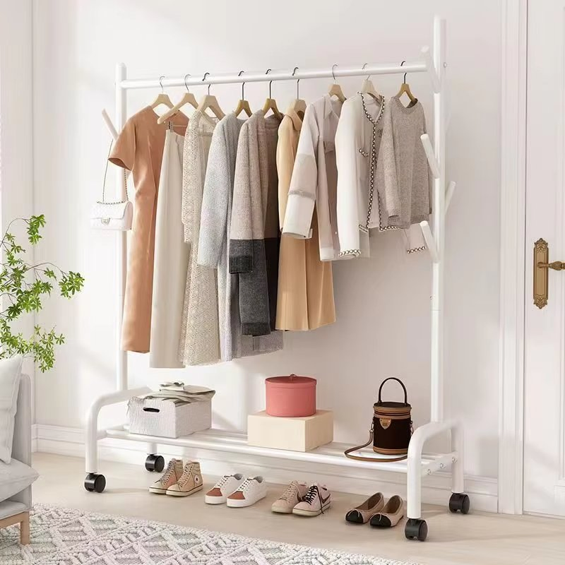 Stylish Black and White Gold Coat Rack with Shoe Storage