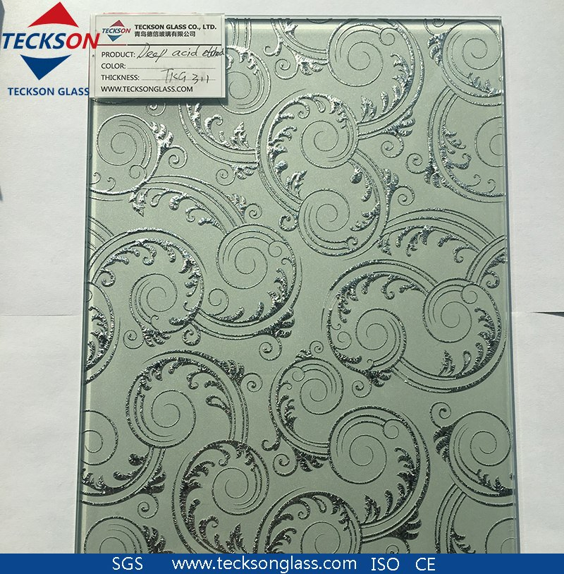 4-6mm Brozne Deep Acid Etched Mirror Float Pattern Frosted Glass