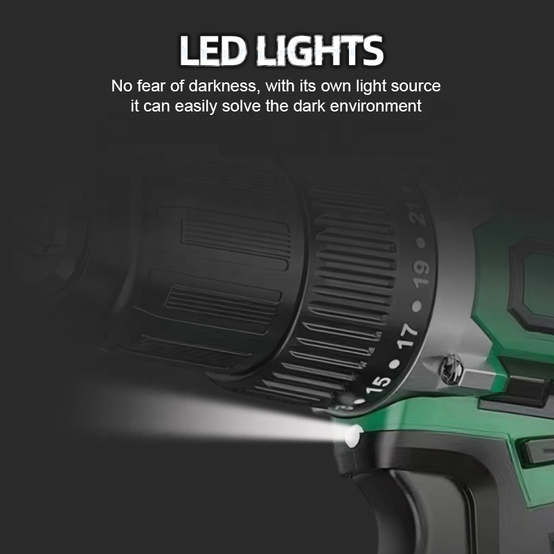 Cordless Impact Drill Machine Tools 21V Lithium Power Drills Sets