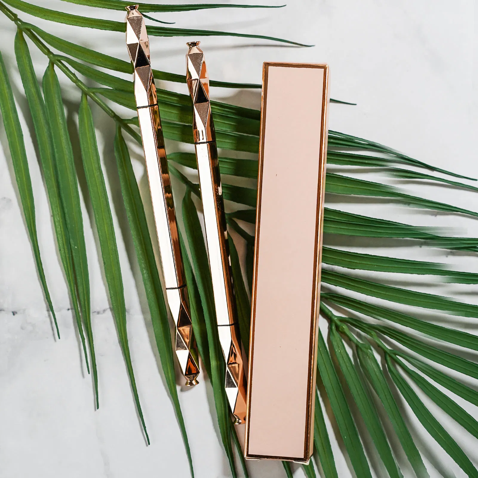 Ultra Fine Rose Gold White Pink Waterproof Eyebrow Pencil with Brush