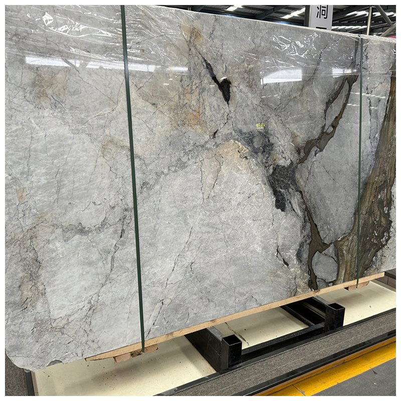 Calacatta Iron Cristallo Golden Quartzite Slabs for Backlit Wall and Countertops