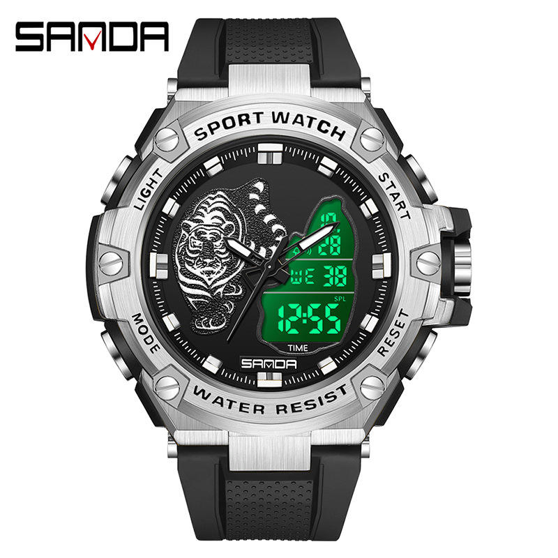 Sanda 3173 Sports Chronograph Relojes Electronic Waterproof Luminous LED Digital Watch