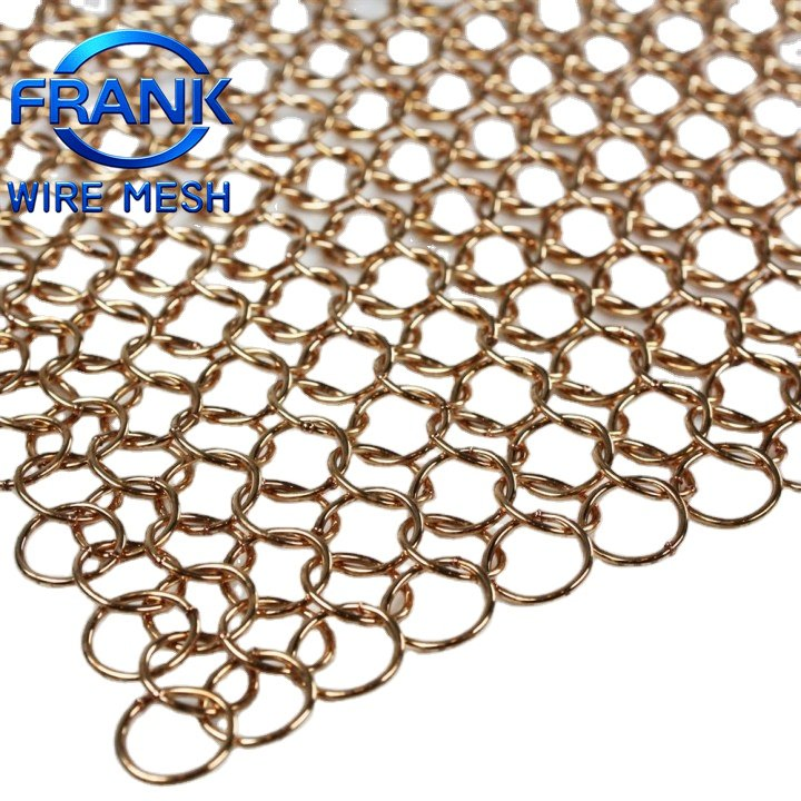 Frank Factory Price Decorative 304 316 Stainless Steel/Copper/Aluminum Chainmail Metal Ring Mesh Curtain for Room Divider Screen/Home Interior Decoration