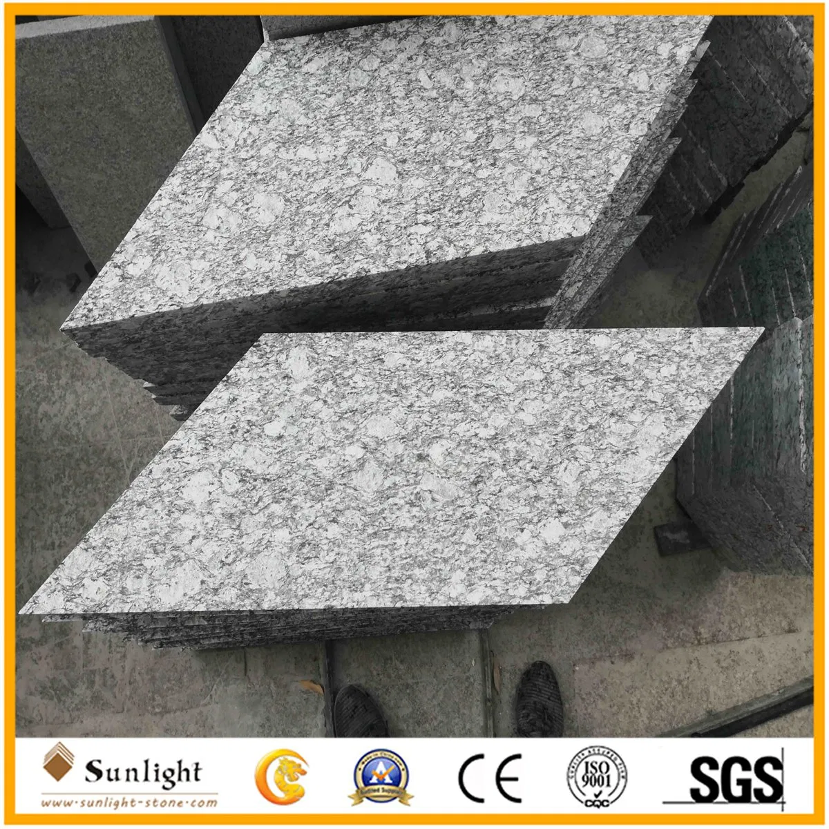 Cheap Grey Sea Flower Granite Stone Rhombus Paving Stones for Landscape