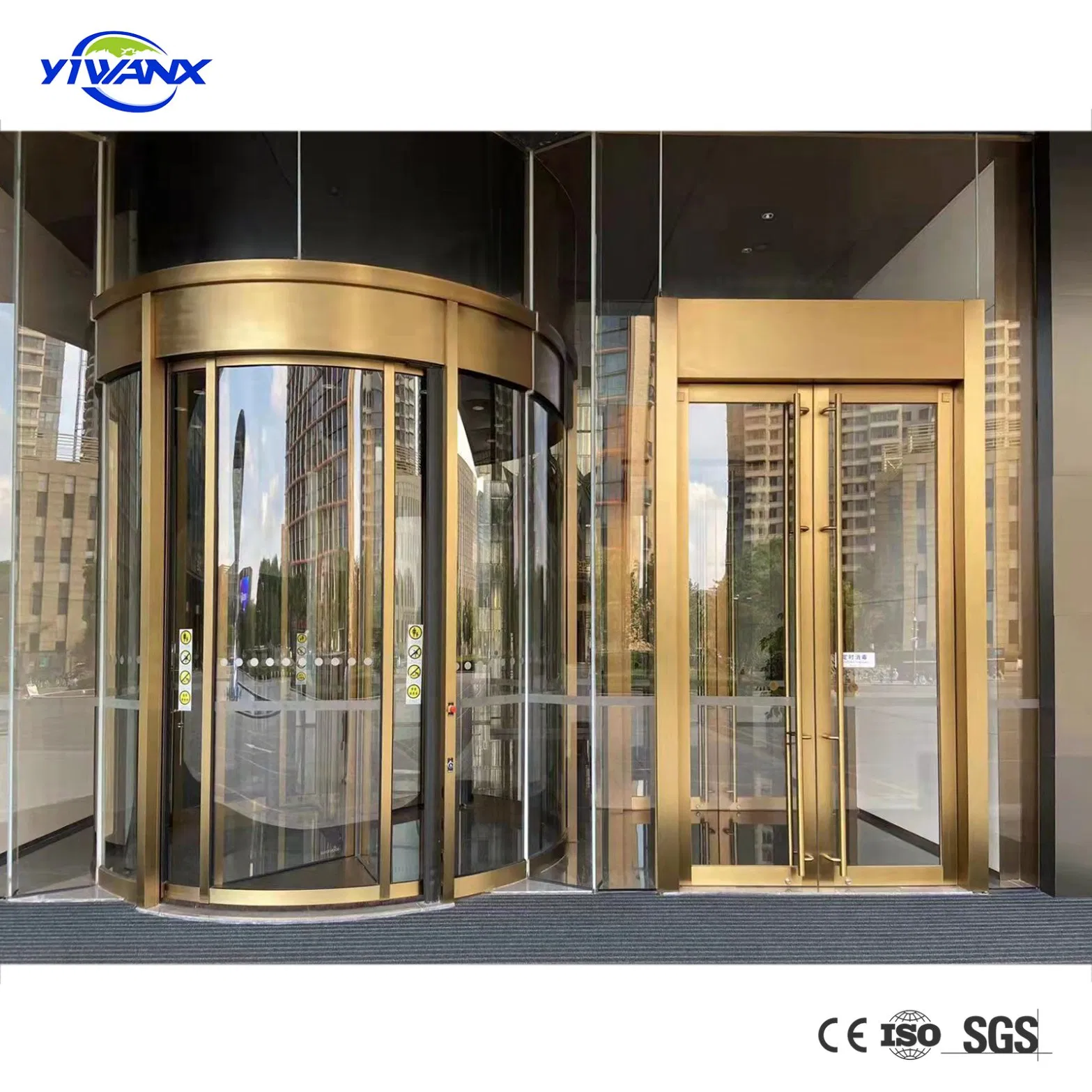 High Quality Customized Two Wings Automatic Revolving Door, Tepmered Glass Security 2 Wing Door