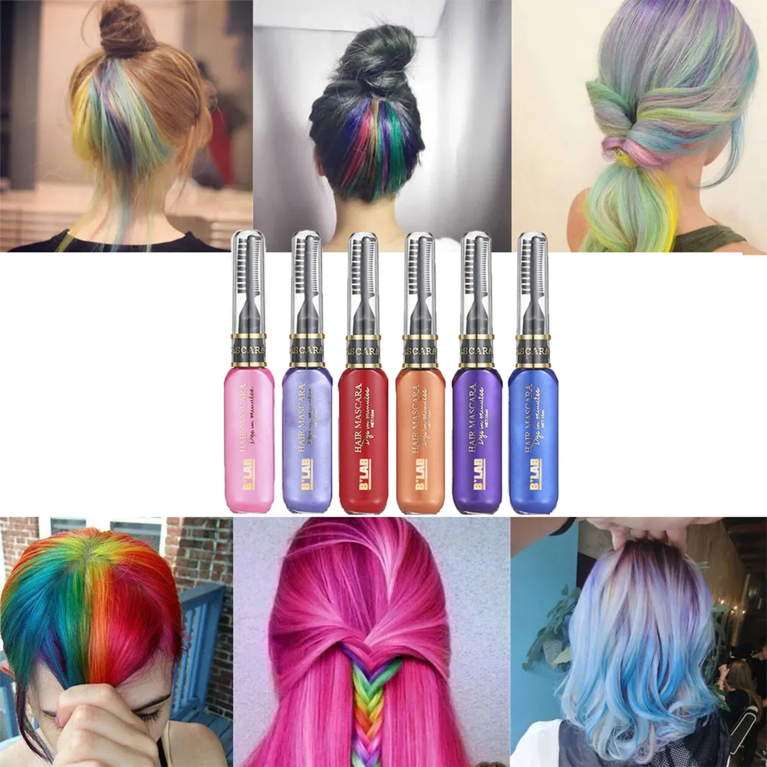 6 Colors Temporary Hair Dye Disposable Hair Mascara Hair Chalk Comb