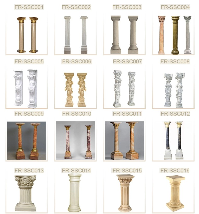 Villa Government Office Building Exterior Decorative Natural Stone Roman Pillar Marble Column