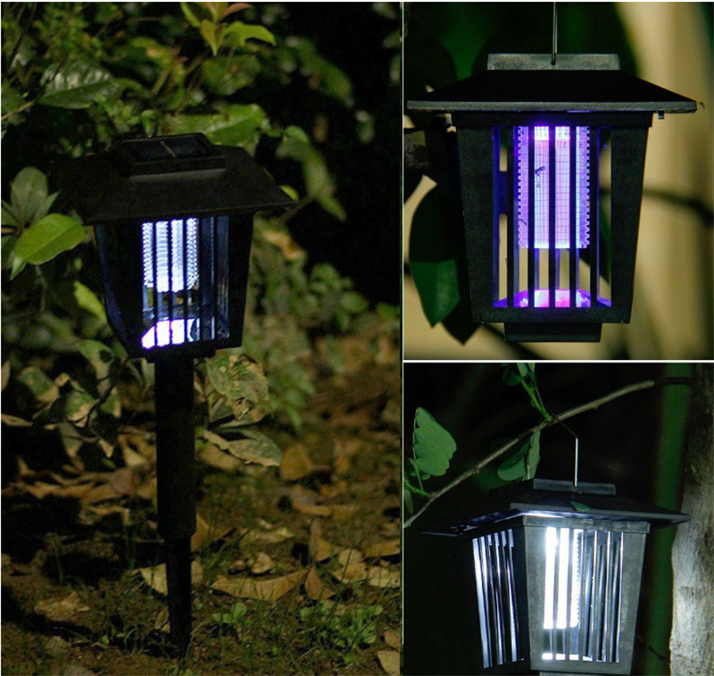 Solar Powered LED Mosquito Fly Bug Insect Zapper Killer Trap Lamp Light Outdoor