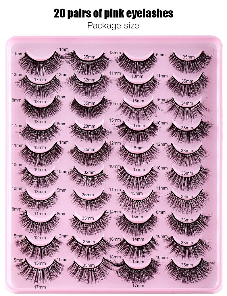 Wholesale 20 Pair Pink Natural 3D Thick Long Fake Eye Lashes DIY Fake Lashes Extension Fake Eyelashes
