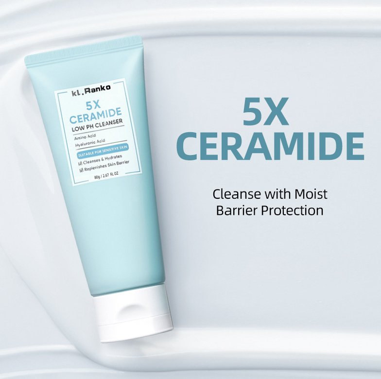 Online Wholesale Ready to Ship 5X Ceramide Low pH Cleanser Facial Wash Gentle Cleanser for Sensitive Skin 80ml Face Wash Sabun Cuci Muka Pembersih