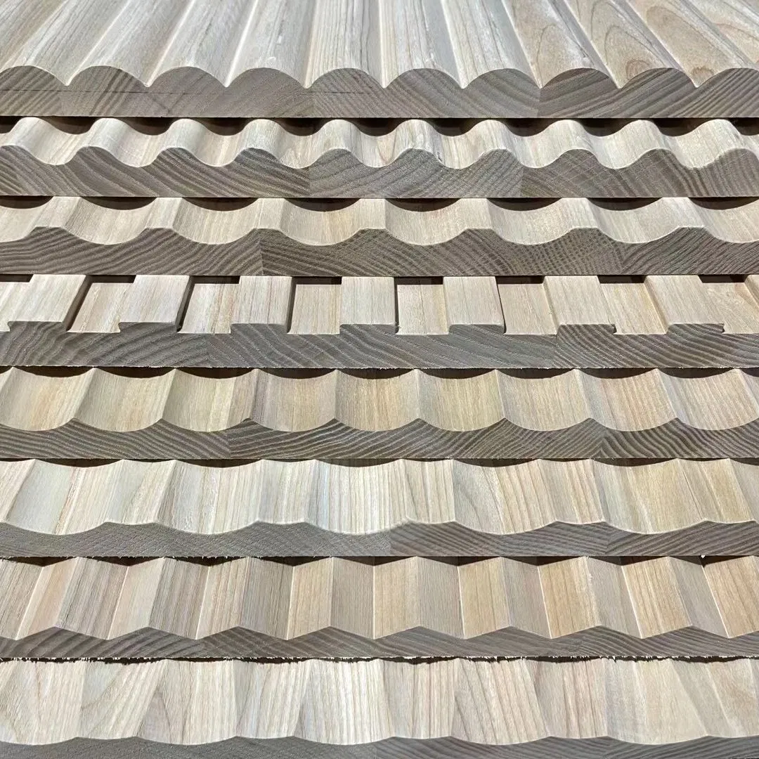 Custom-Made High Quality Solid CNC Texture 3D Wood Wave Wall Panel