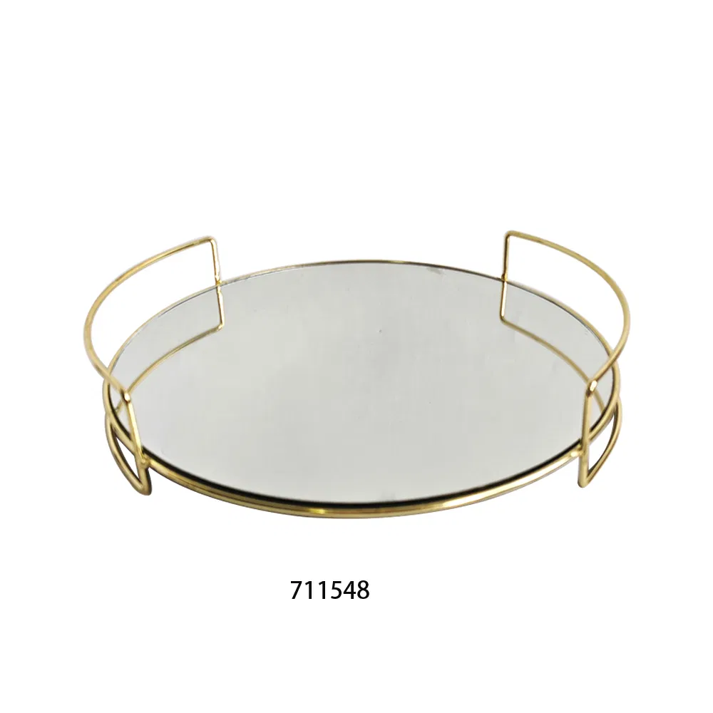 Hot Sale Gold Metal Mirror Tray Dresser Tray Metal Decorative Jewelry Organizer Tray