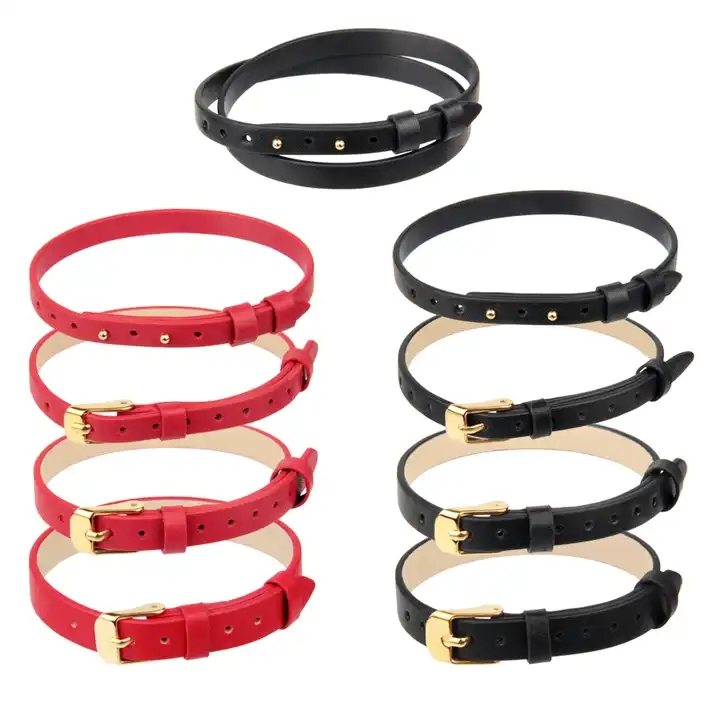 6 8 10mm Wide 3D Hard Gold Jewelry Accessory Leather Hand Strap for Beaded Stainless Steel Gold-Plated Buckle Scalp Bracelet