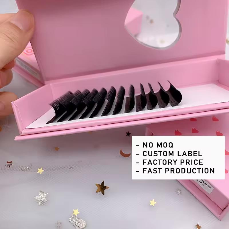 Wholesale Handmade Cashmere Volume Eyelash Extension Trays Individual Mink Dark Matte Black Lashes with Packaging Private Label