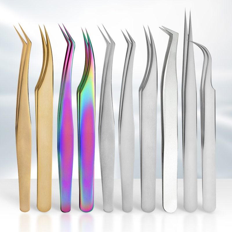 Custom High Quality Beautician Eyelash Extension Tweezers Wholesale Private Label Lash Extension Tweezers