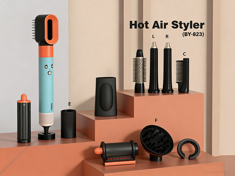 Multi-Function Ionic Hair Dryer & Curler HS08/HS01 Blue Set 1600W 3-Speed Professional Salon-Quality Lightweight Portable Design