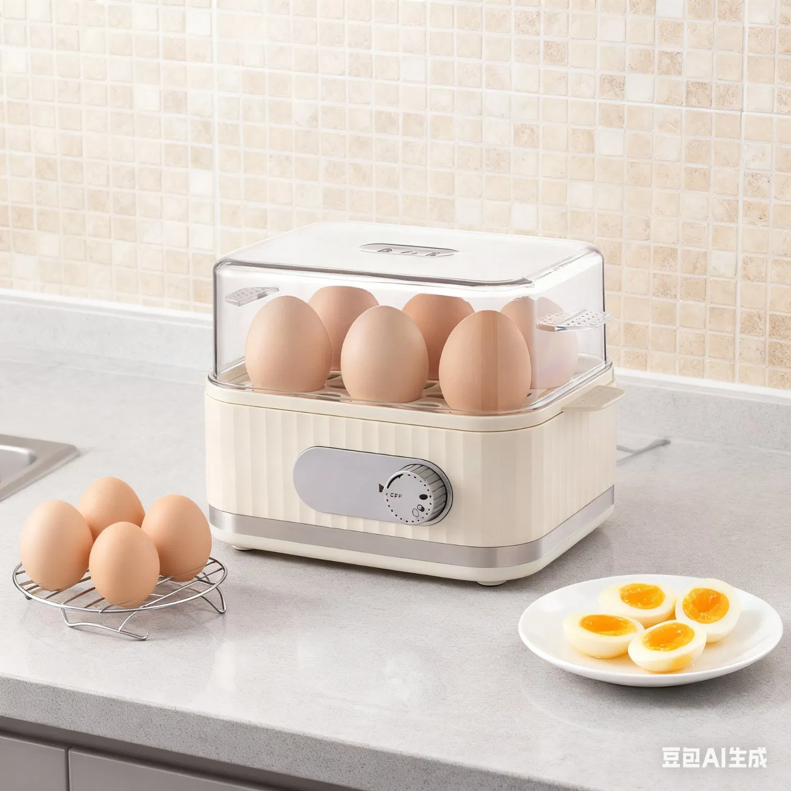 6-Egg Capacity Electric Egg Boiler with Timer 400W Power Source