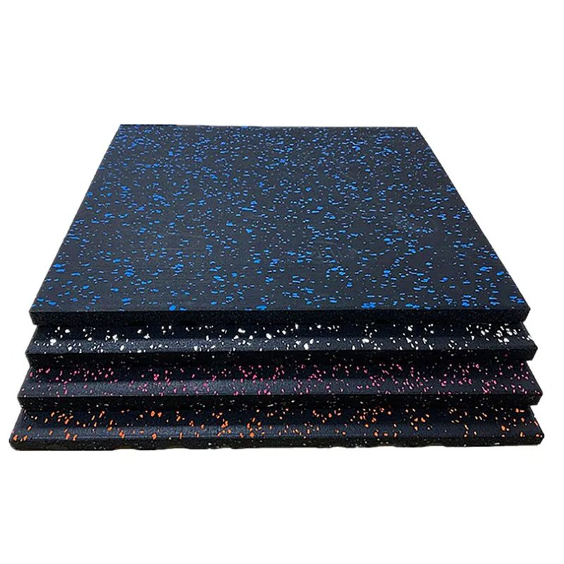 EPDM Flecks Rubber Tile 50*50cm Shock Absorption Soundproof Gym Equipment Flooring Mat