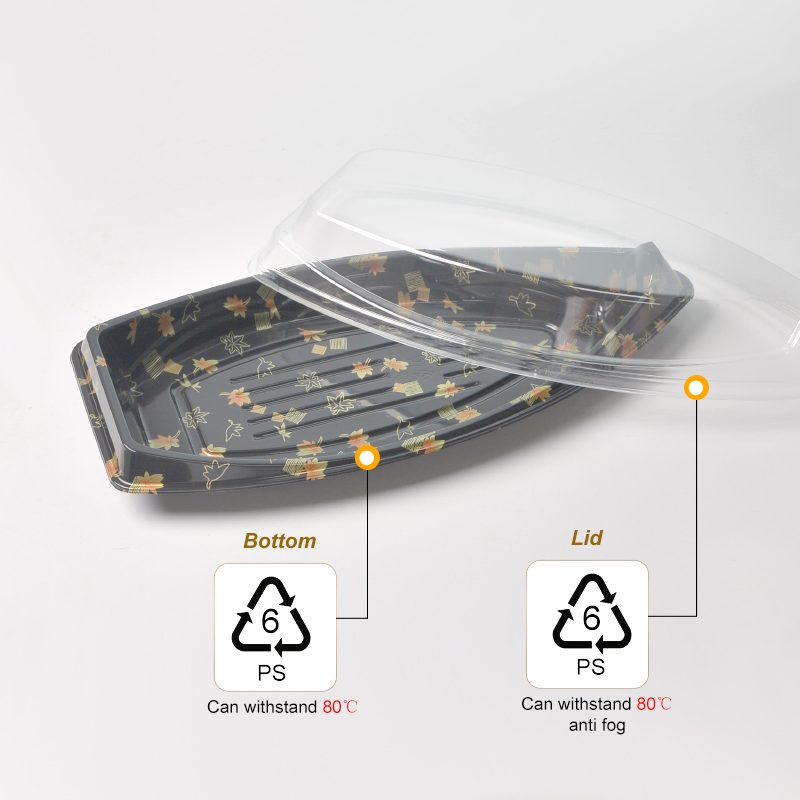 Plastic Food Container Disposable Sushi Boat Box for Appetizer Dishes Chip Restaurant or Home